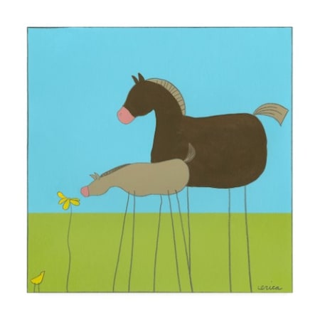 June Erica Vess 'Stick Leg Horse II Childrens Art' Canvas Art,14x14